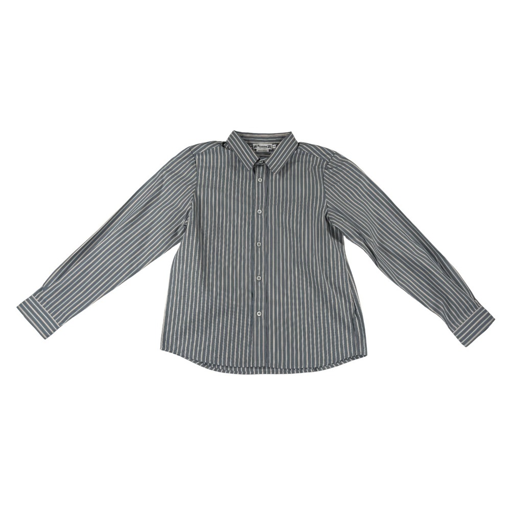 NWT Bonpoint Boys Size 12 Blue White Striped Button Down Shirt 100% Cotton